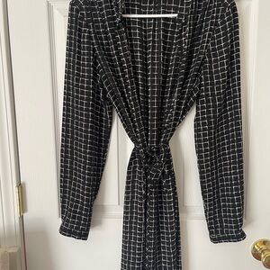 Dalia Black and White Grid Long Sleeve Dress